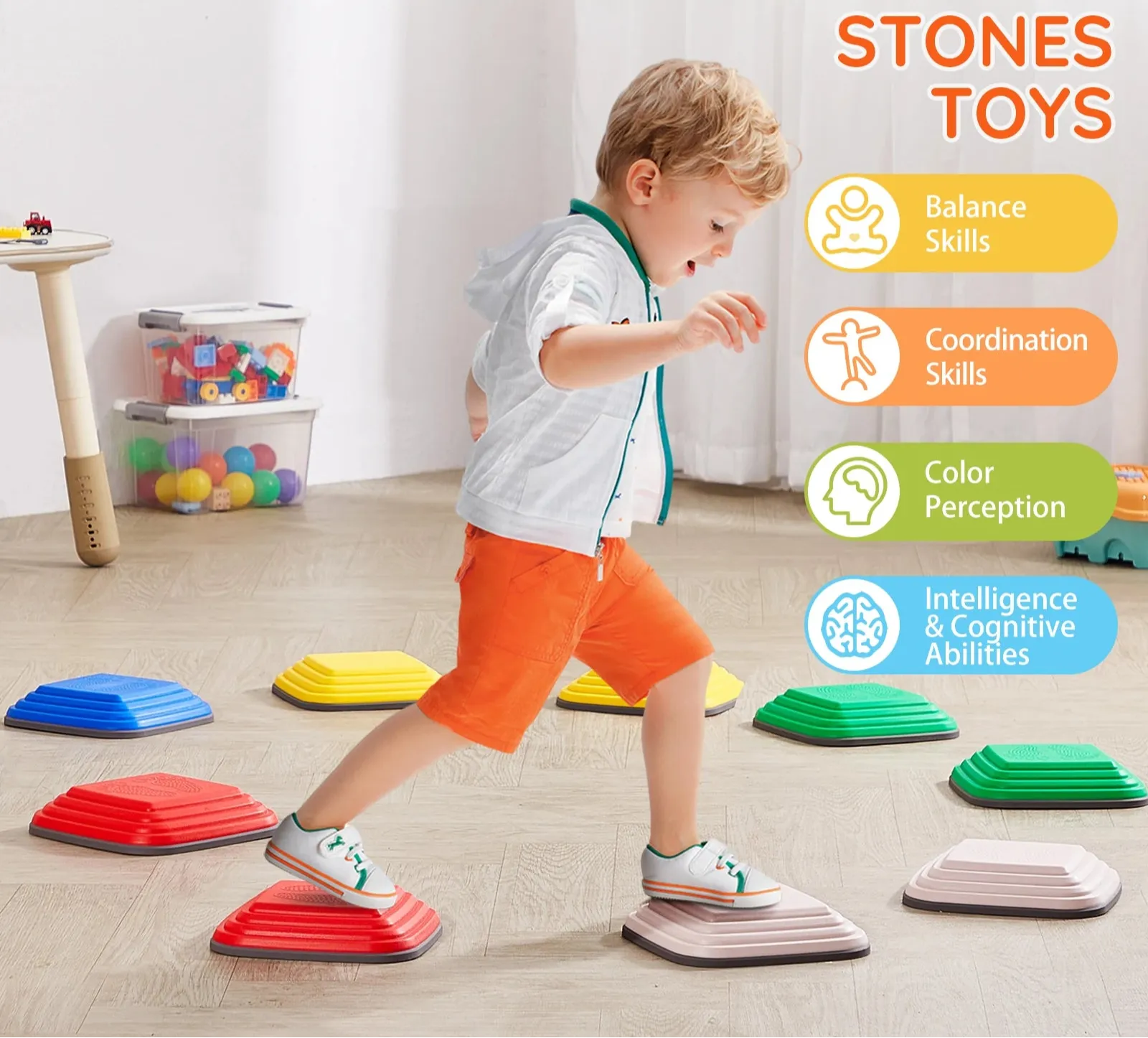 10Pcs Children'S Stepping Stones Toddlers Sensory Assisted Coordination Game