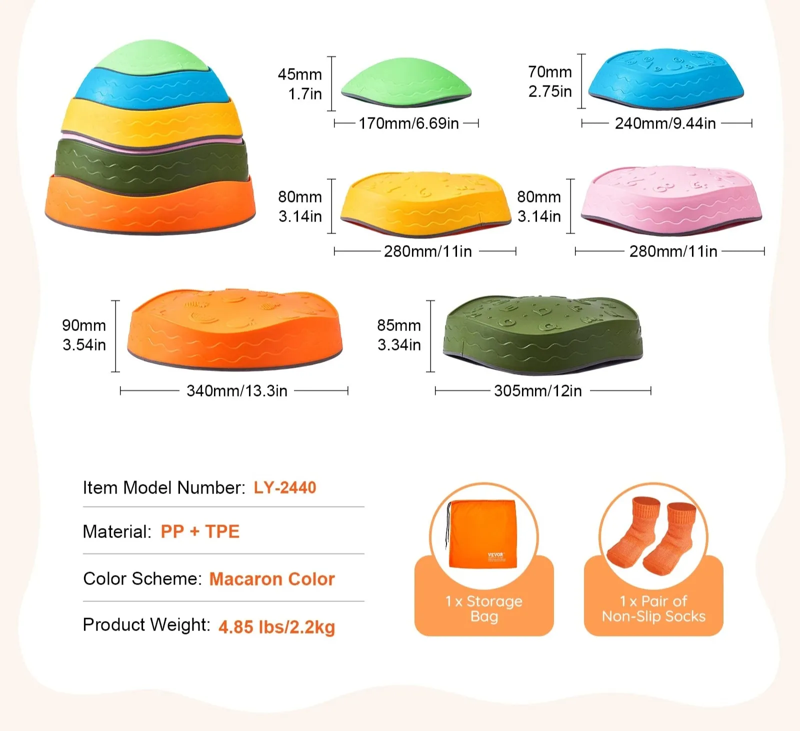 6 Pcs Balance Stepping Stones Sensorial Games For Children