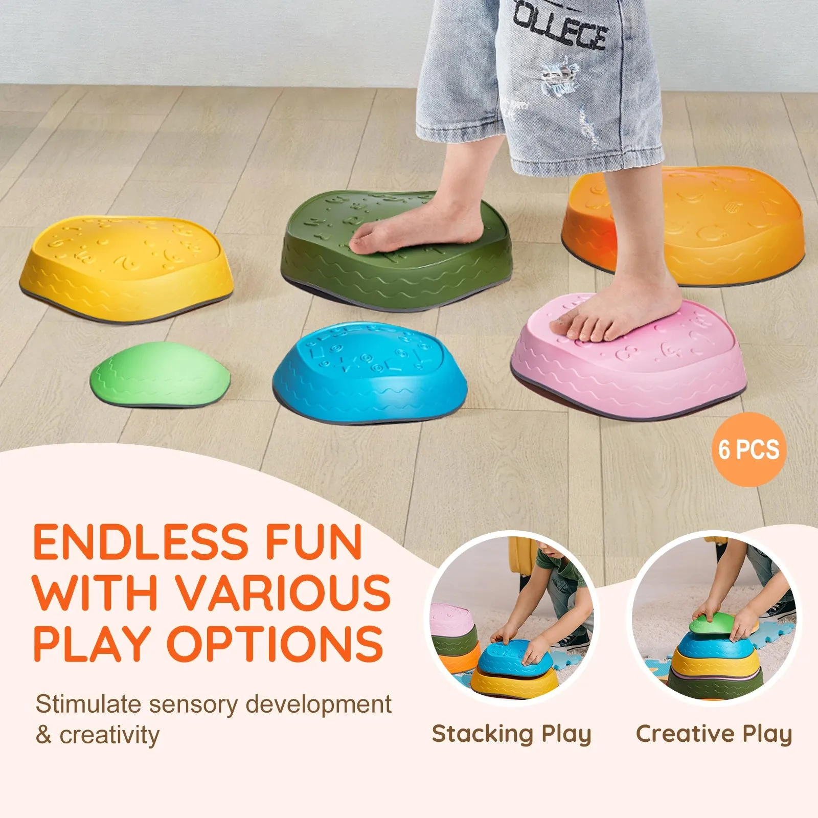 6 Pcs Balance Stepping Stones Sensorial Games For Children