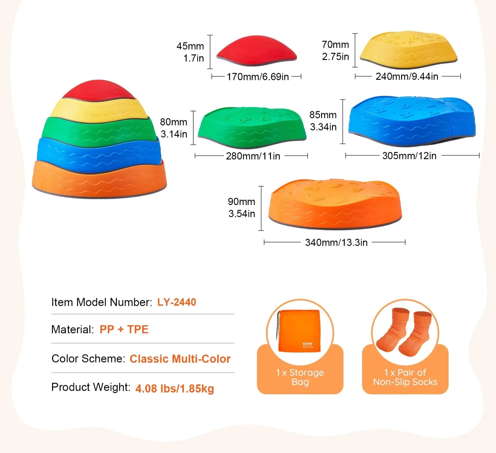 6 Pcs Balance Stepping Stones Sensorial Games For Children