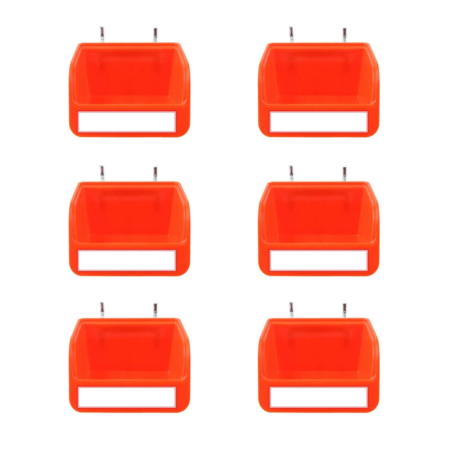 6-Piece Pegboard Bins with Steel Hooks | Peg Board Parts Storage Tray Organizer