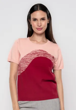 Aveline Tri-Tone Flatknit Blouse