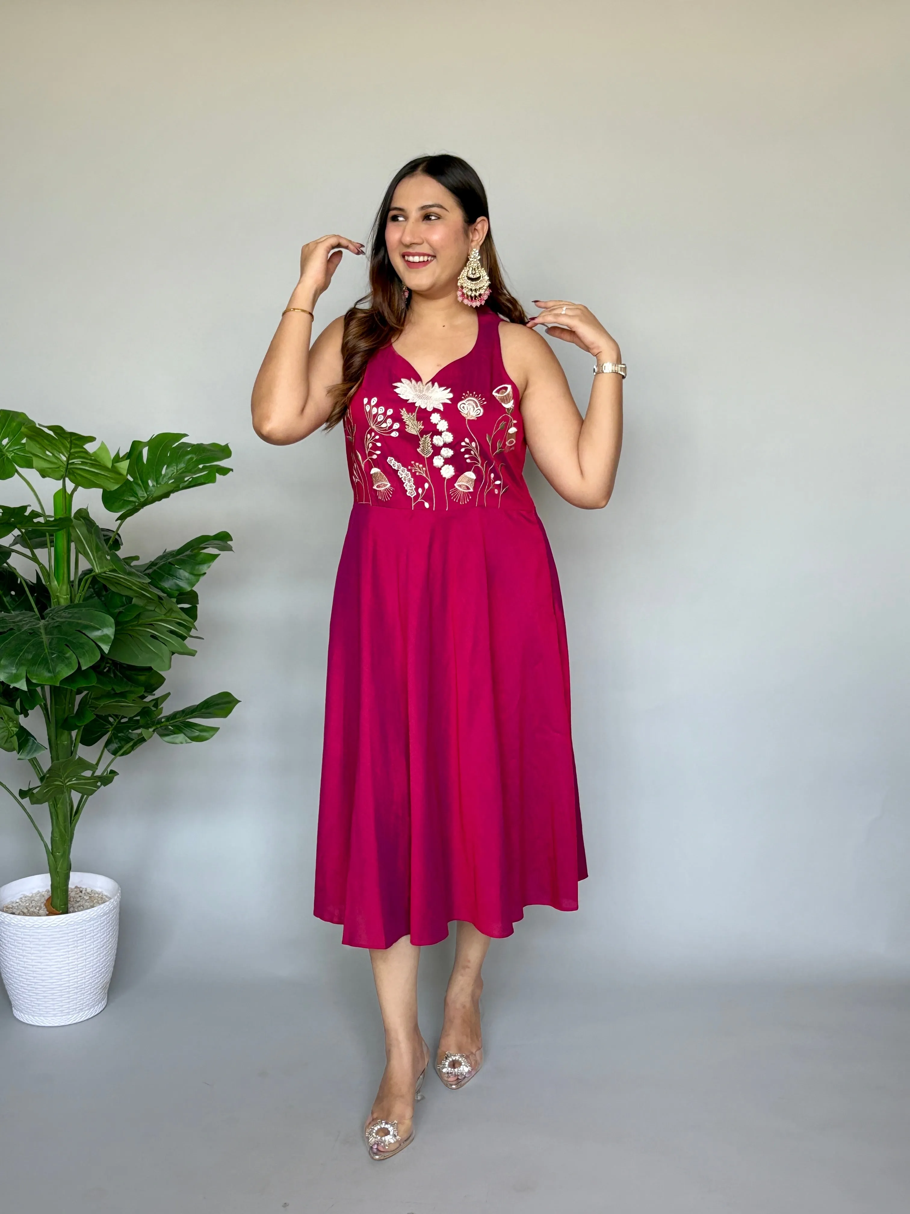 Beetroot Incut Dress