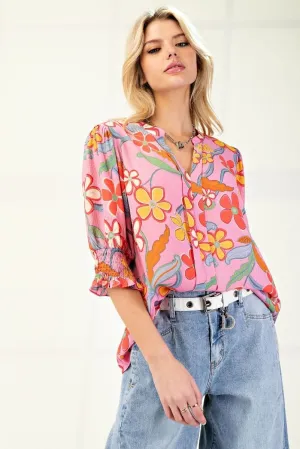 Calypso Pink Floral Top