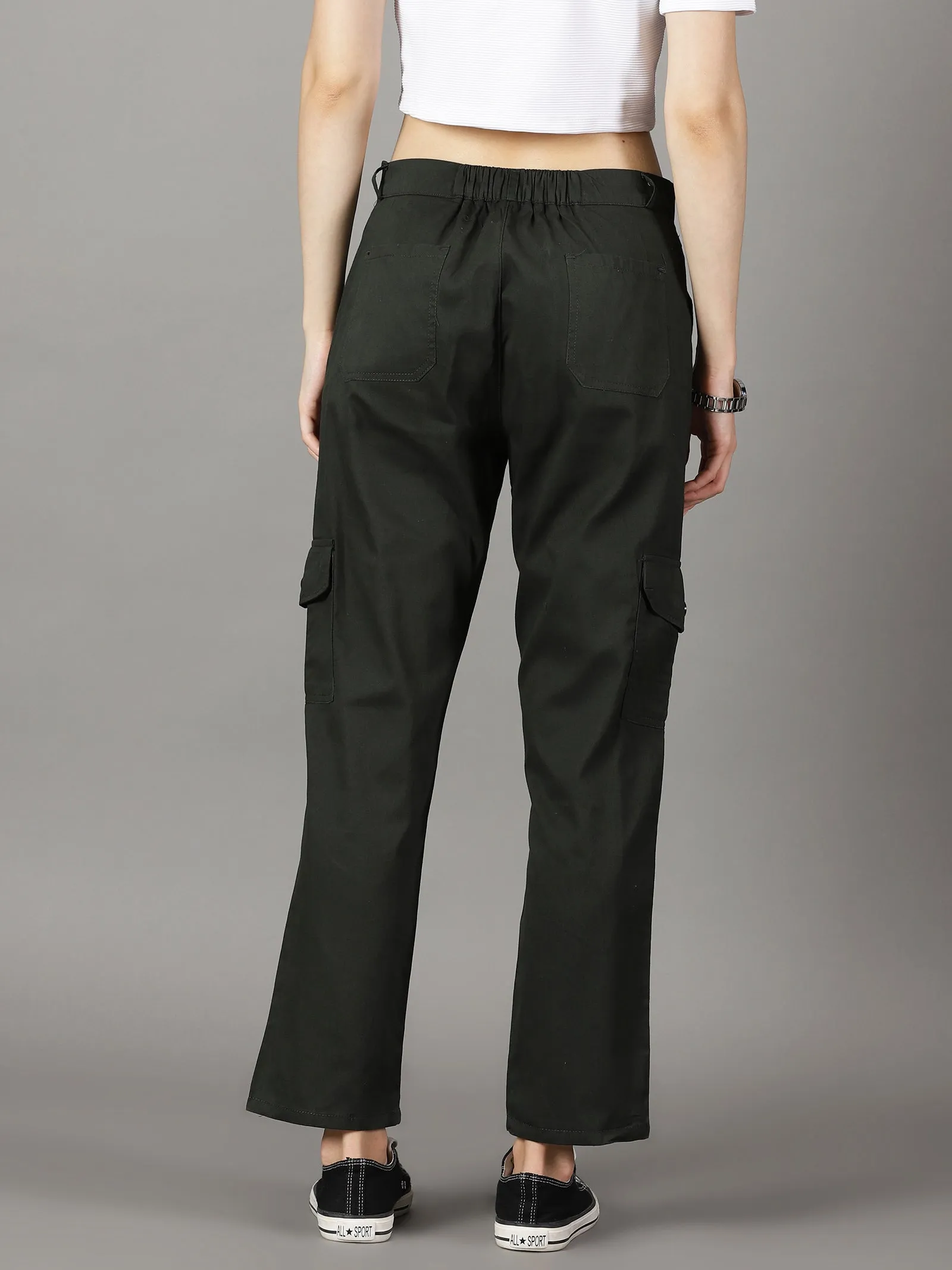 Dark Green Cotton 6 Pocket Cargo Pants