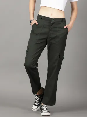 Dark Green Cotton 6 Pocket Cargo Pants