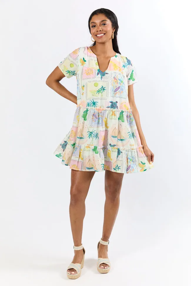 Hanging Loose Multi Icon Print Shirt Dress