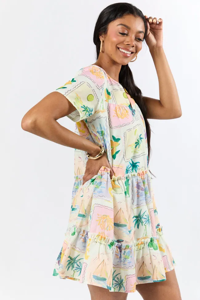 Hanging Loose Multi Icon Print Shirt Dress