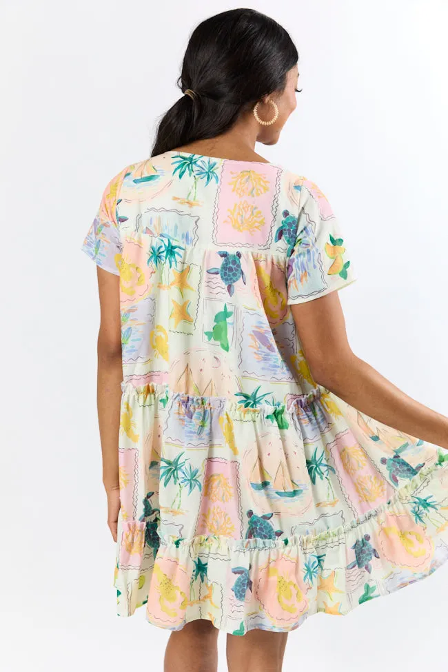 Hanging Loose Multi Icon Print Shirt Dress