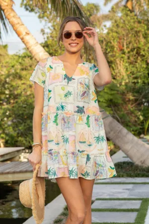 Hanging Loose Multi Icon Print Shirt Dress