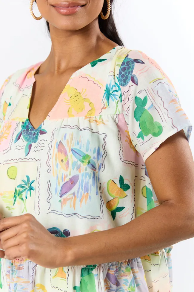 Hanging Loose Multi Icon Print Shirt Dress