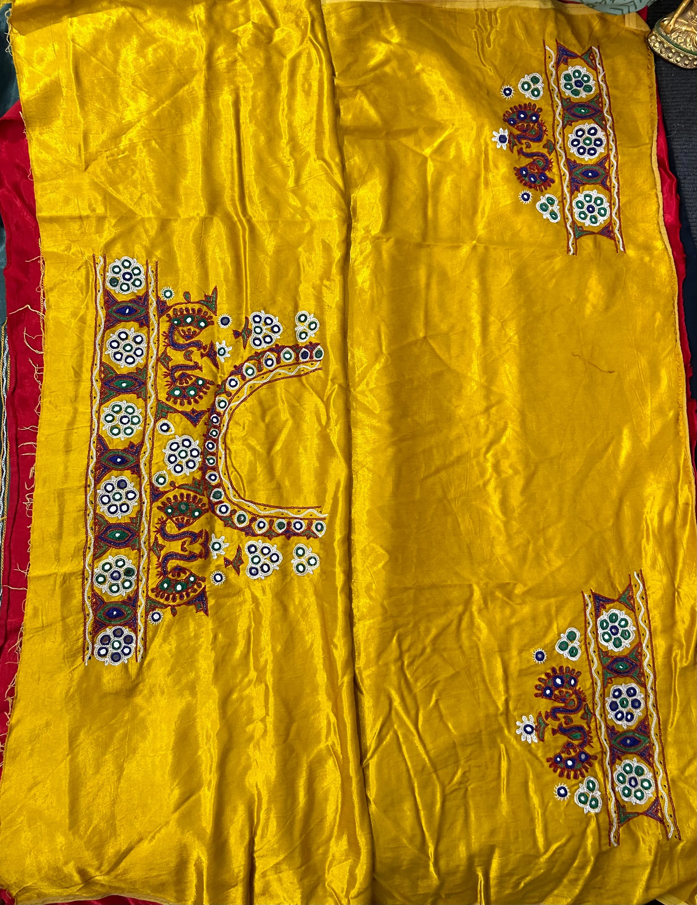 Kutchh Work Mashroo Silk Blouse Piece