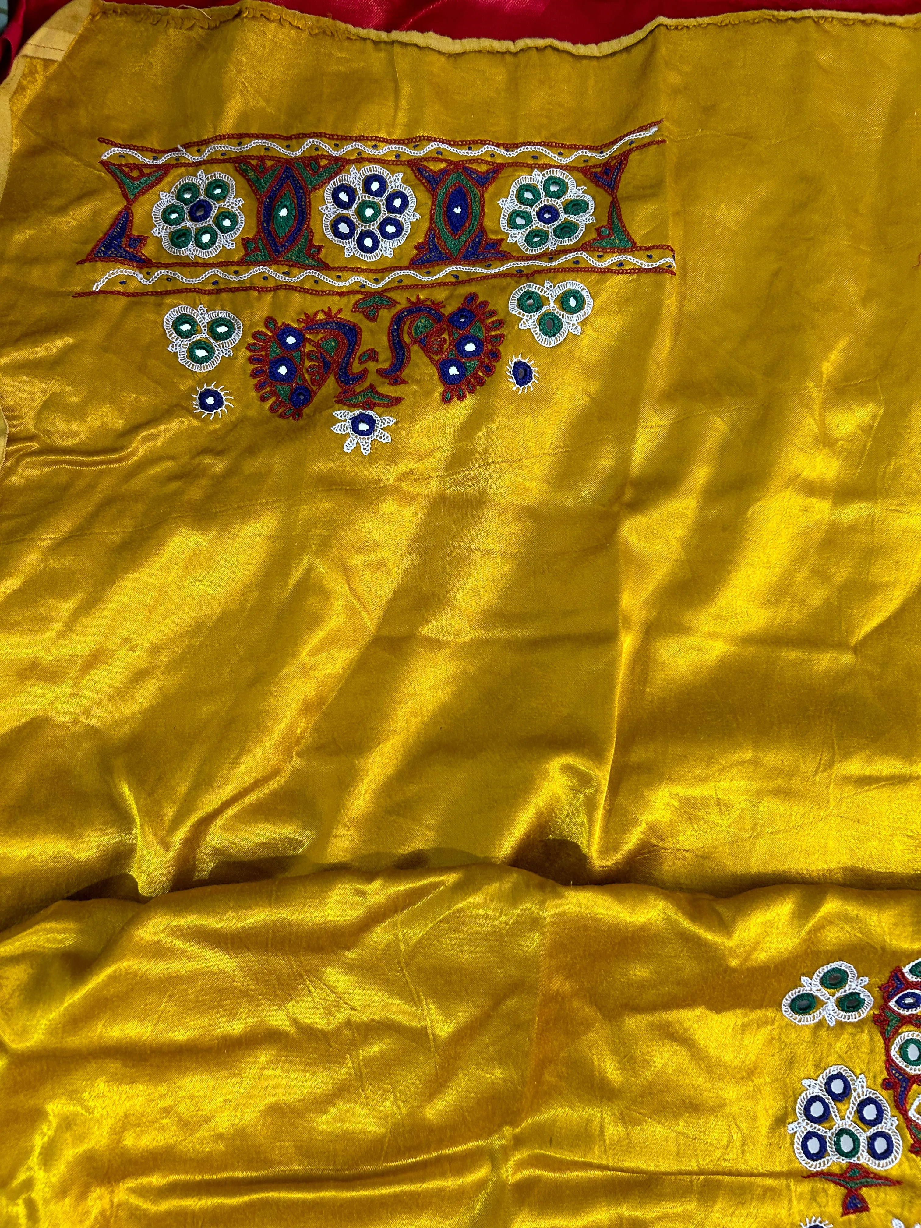 Kutchh Work Mashroo Silk Blouse Piece