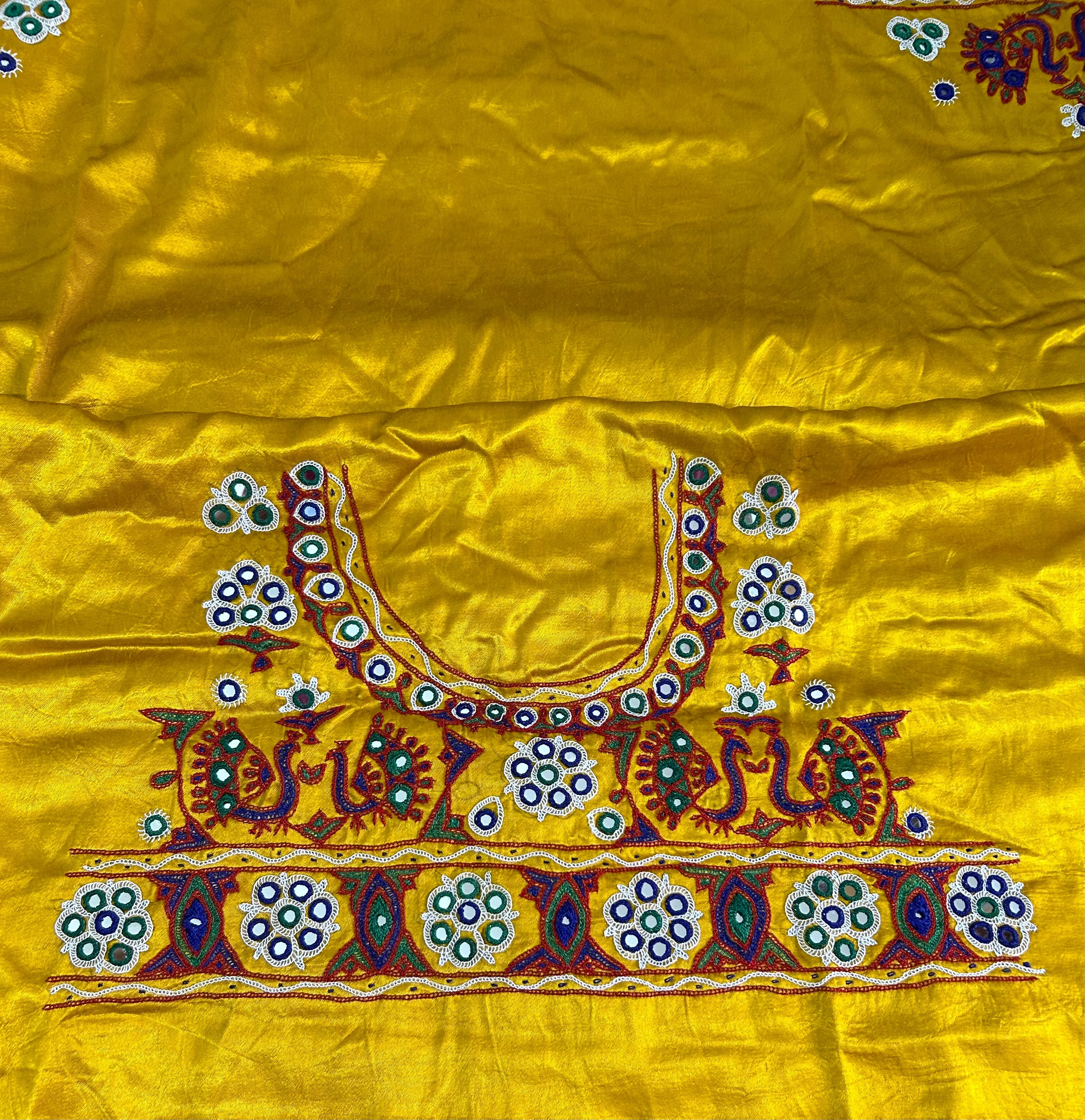Kutchh Work Mashroo Silk Blouse Piece