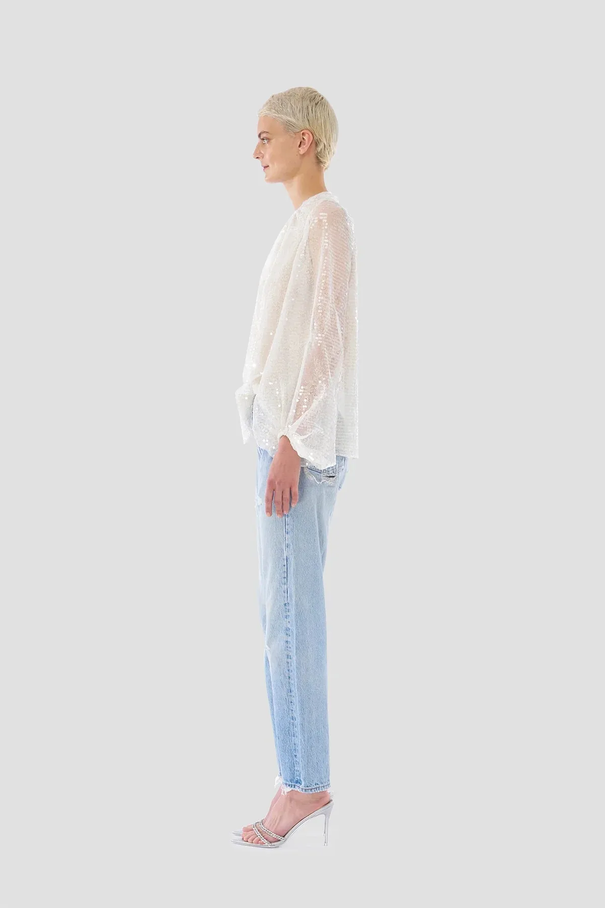 Le Superbe Sparkling Femme Blouse - Sheer White