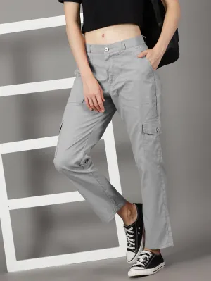 Light Grey Cotton 6 Pocket Cargo Pants
