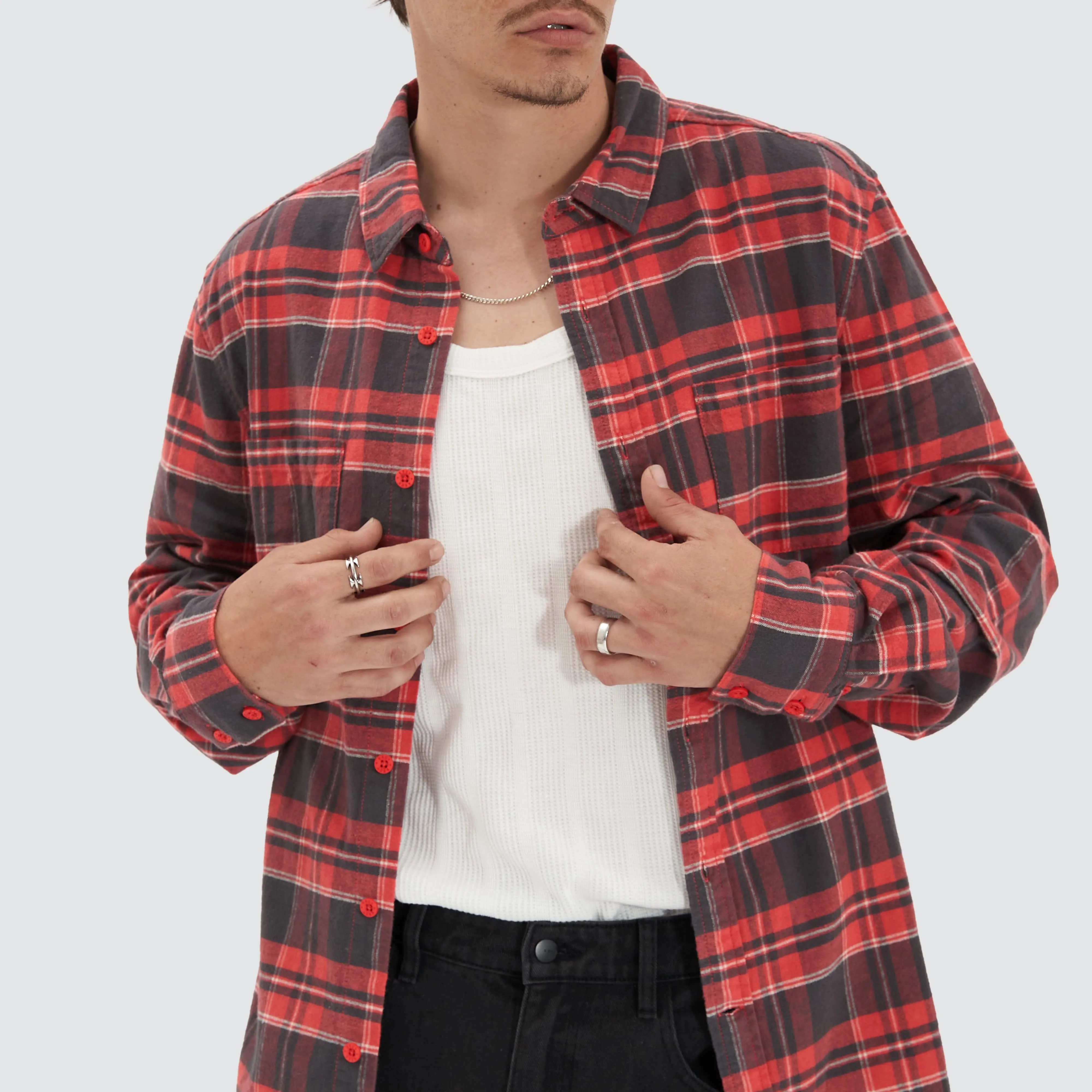 Mythos Casual Longsleeve Shirt Red Check