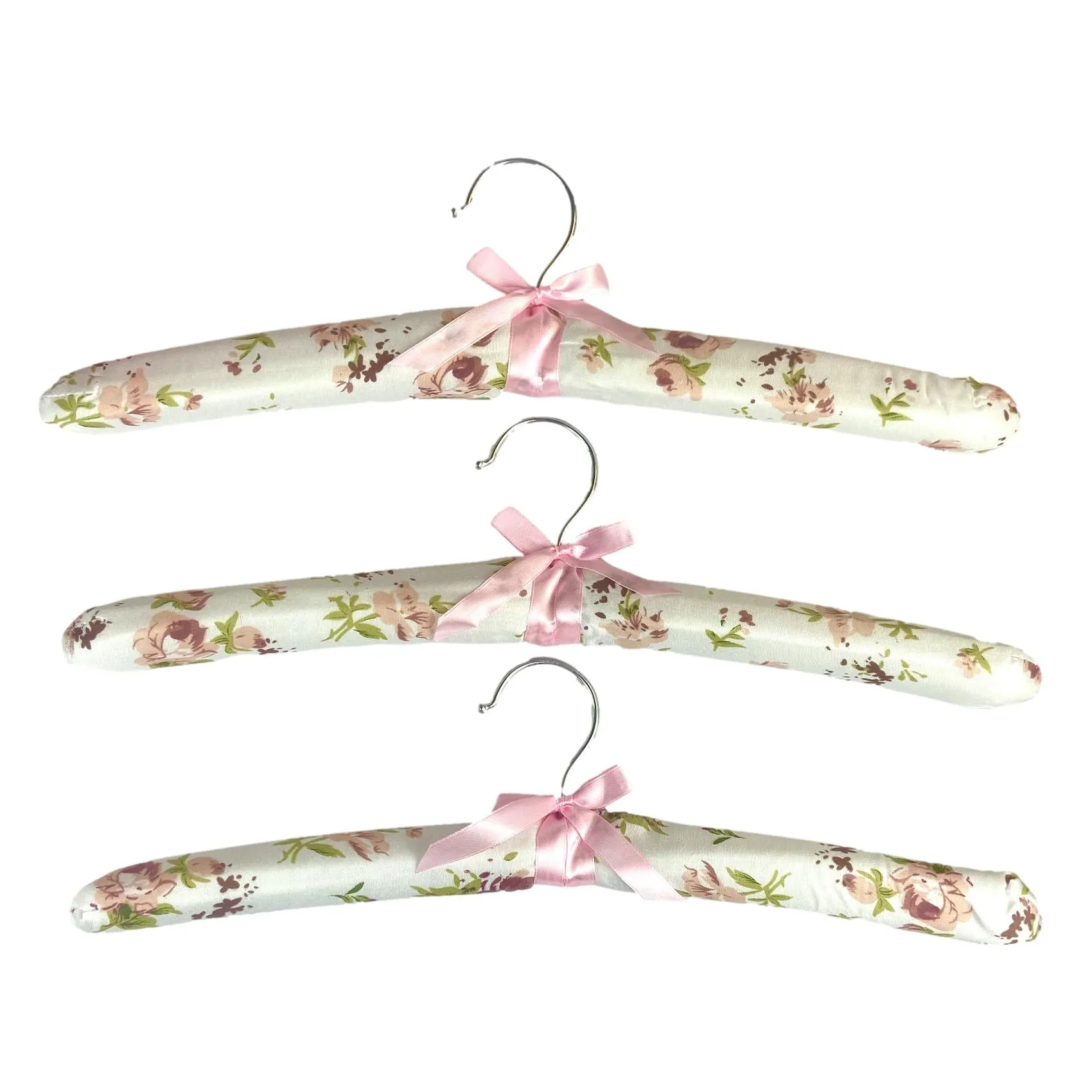 Satin Floral Coat Hangers 3 Pack