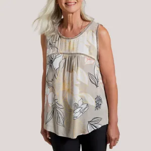 Tribal - Sleeveless Blouse w/ Ladder Tape Detail - Mink