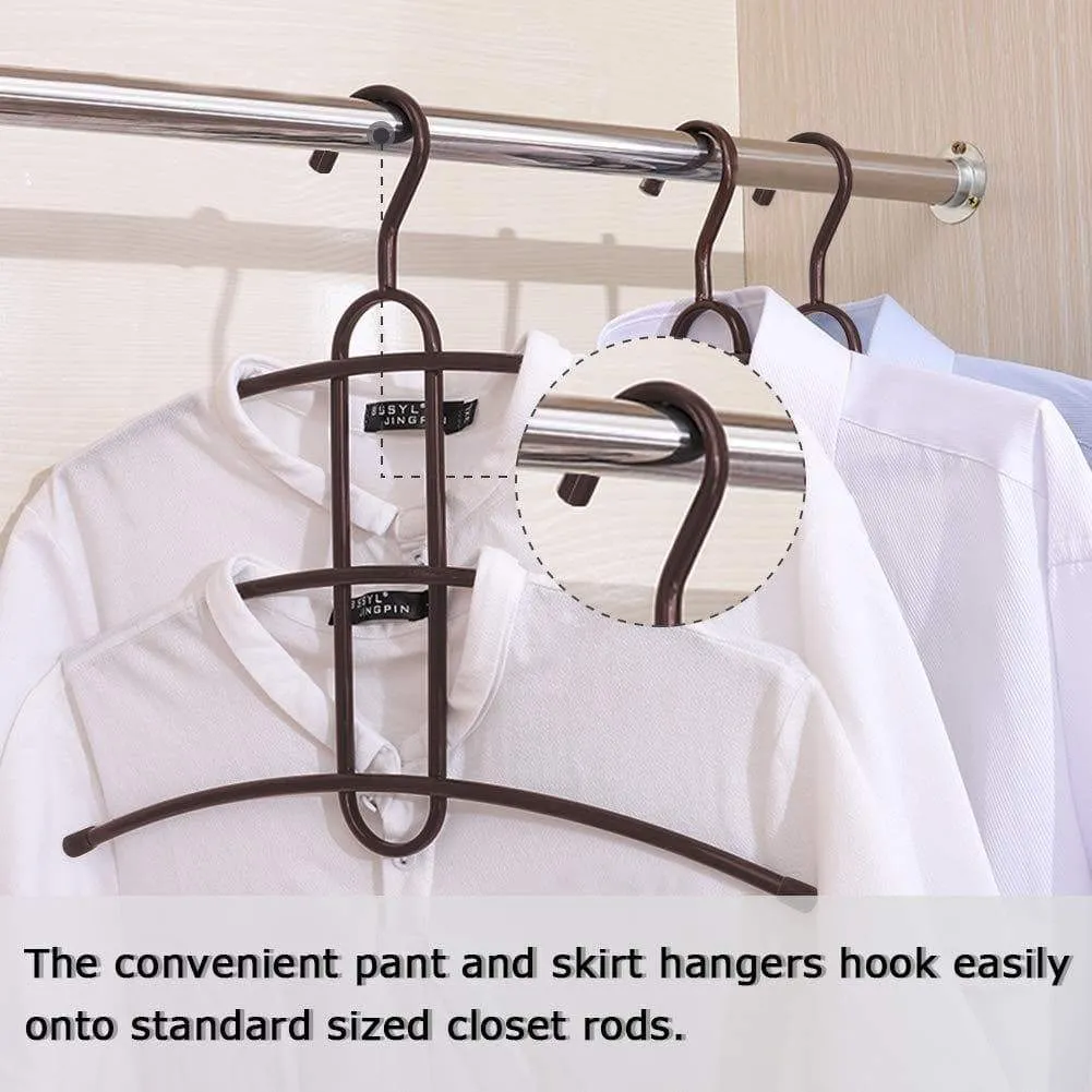 upra Shirt Hangers Space Saving Plastic 5-Pack, Durable Multi-Functional Non-Slip Clothes Hangers Closet Organizers, for Coats Jackets Pants Dress Scarf, Dorm Room/Apartment Essentials