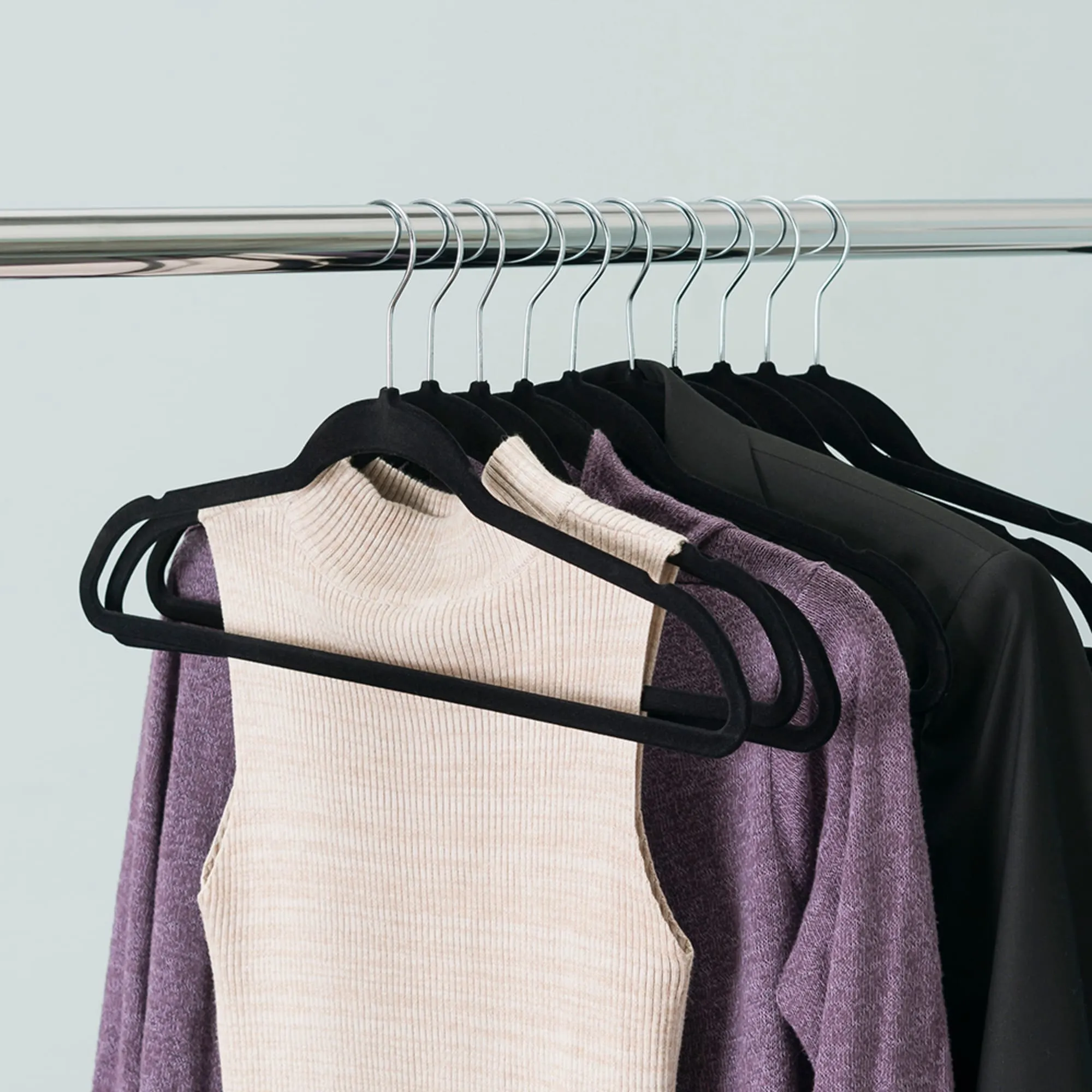 Velvet Hanger, (Pack of 10), Black