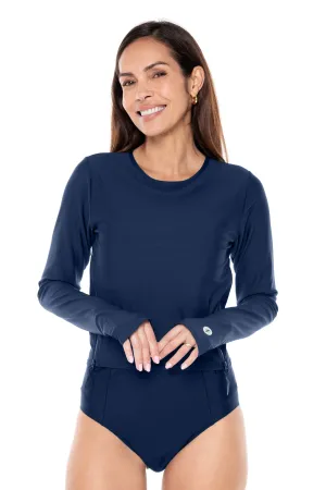 Women's Bayfront Rash Guard Bra Top | Navy